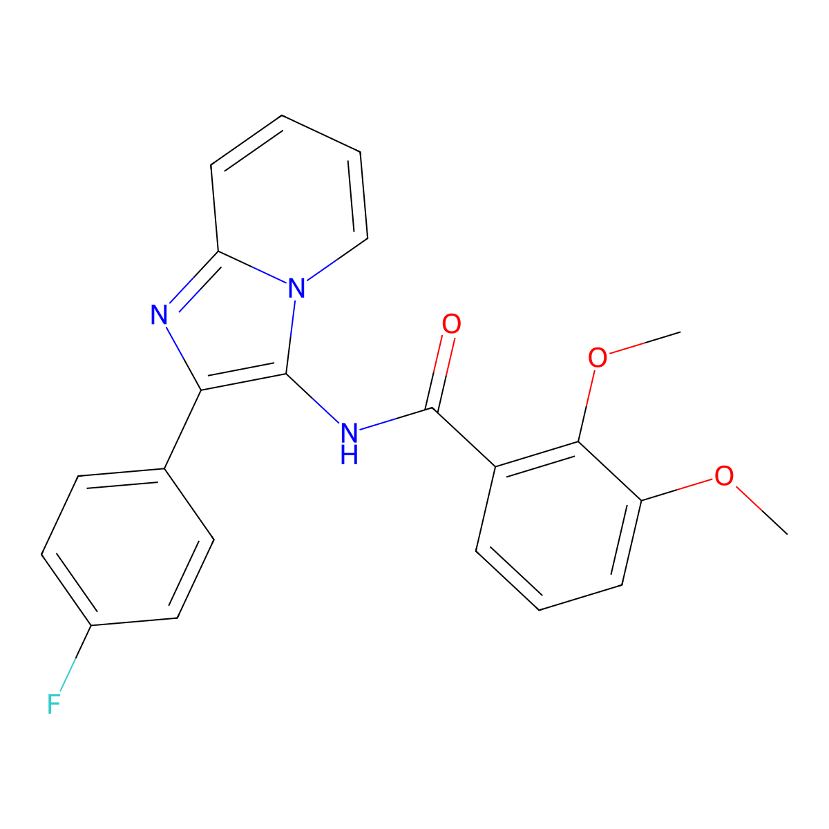 N-[2-(4-fluorophenyl)imidazo[1,2-a]pyridin-3-yl]-2,3-dimethoxybenzamide molecular structure, CAS 850929-89-4