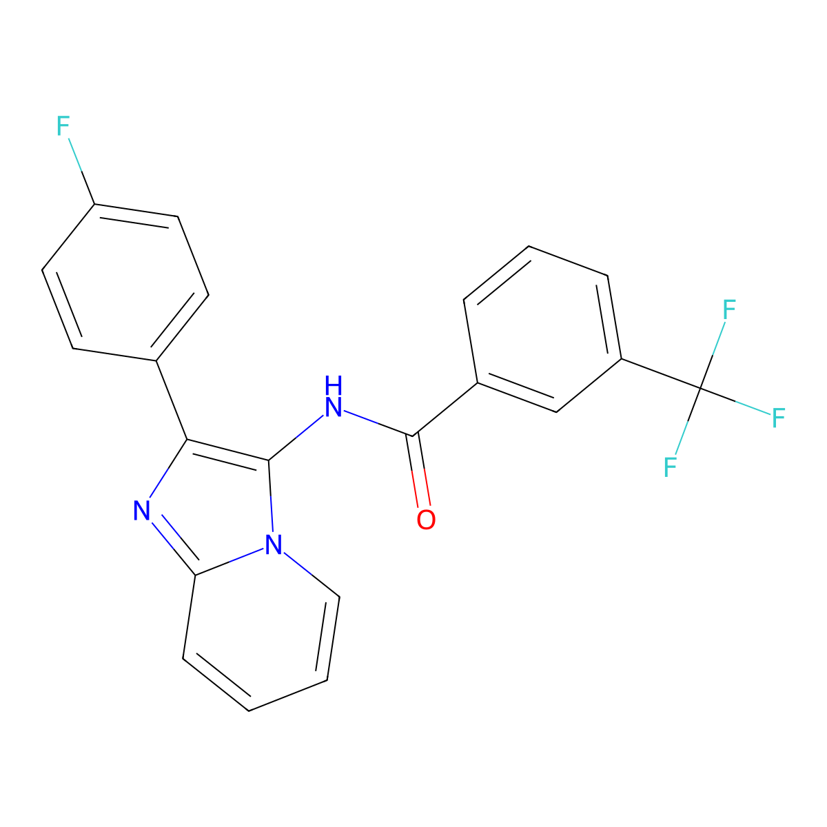 N-[2-(4-fluorophenyl)imidazo[1,2-a]pyridin-3-yl]-3-(trifluoromethyl)benzamide molecular structure, CAS 850929-93-0