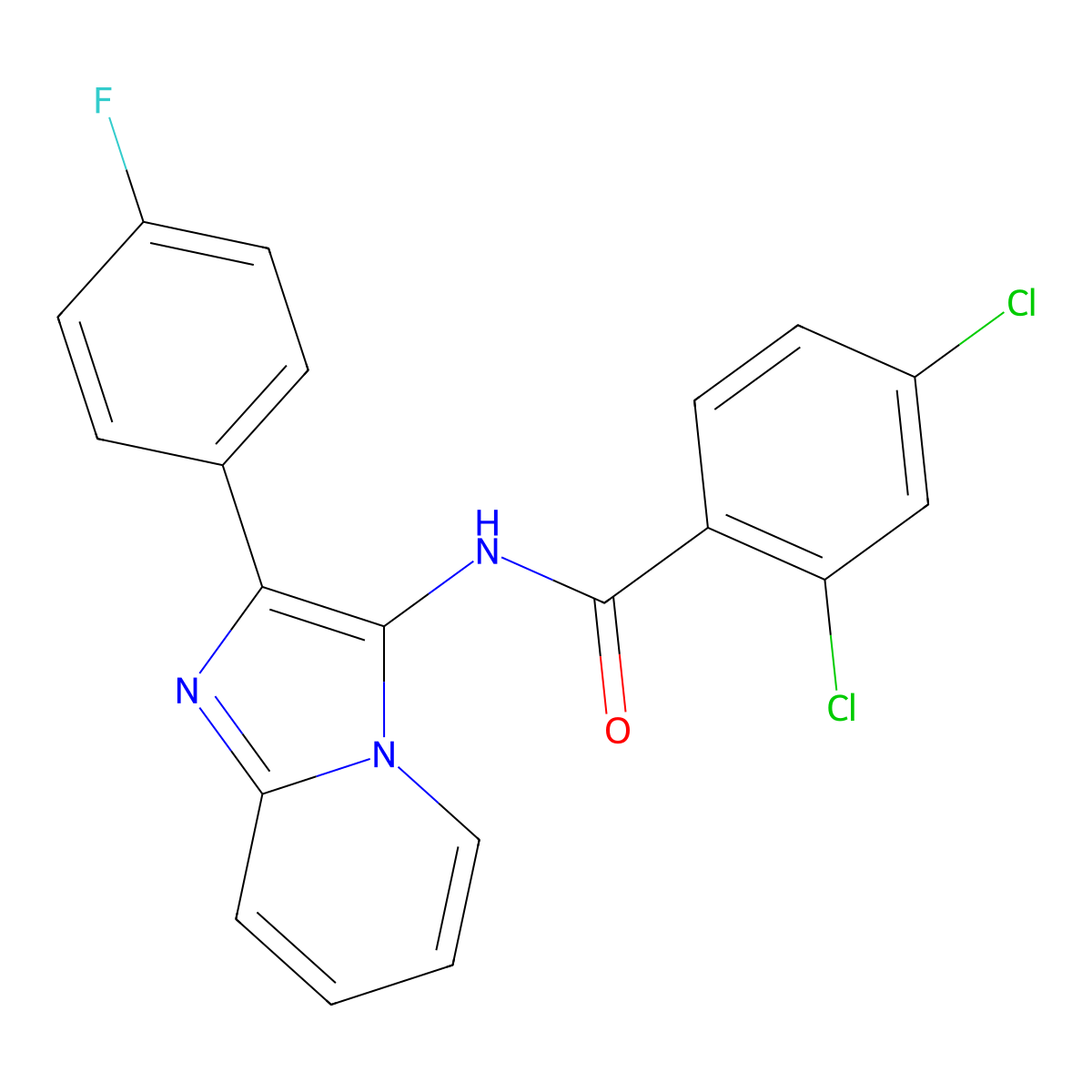 2,4-dichloro-N-[2-(4-fluorophenyl)imidazo[1,2-a]pyridin-3-yl]benzamide molecular structure, CAS 850929-95-2