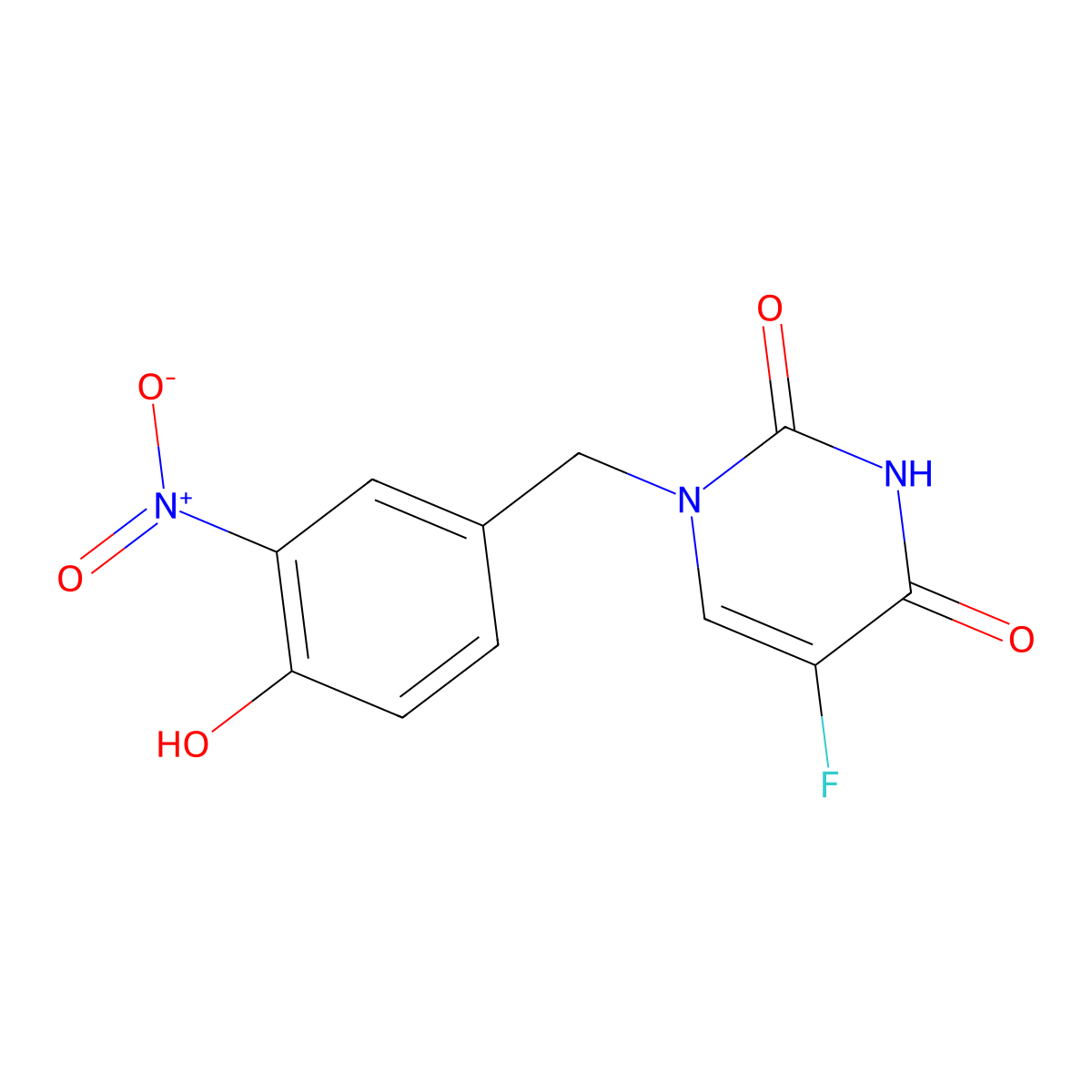 Uracil, 5-fluoro-1-(4-hydroxy-3-nitrobenzyl)- molecular structure, CAS 85093-36-3