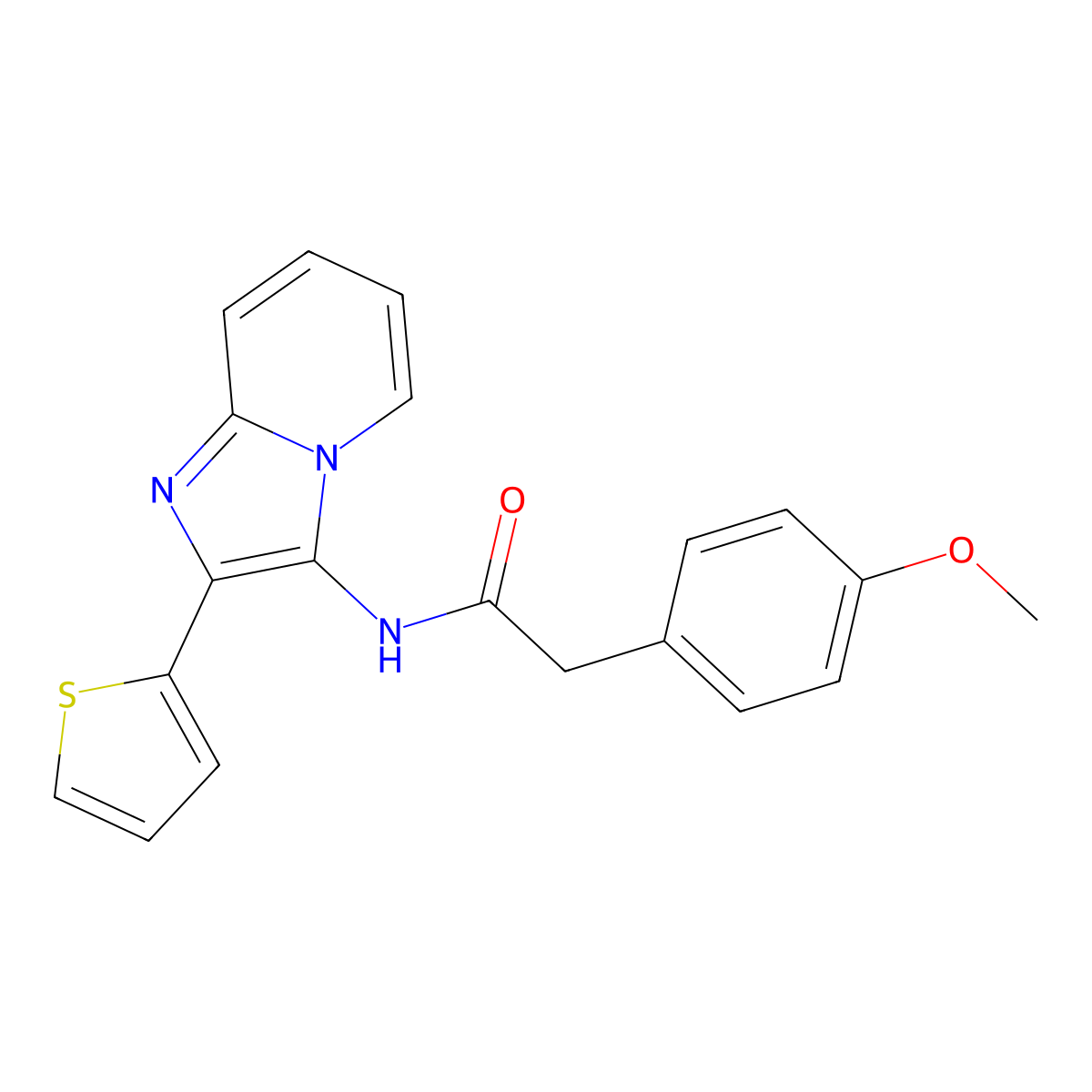 2-(4-Methoxyphenyl)-N-[2-(thiophen-2-YL)imidazo[1,2-A]pyridin-3-YL]acetamide molecular structure, CAS 850930-26-6