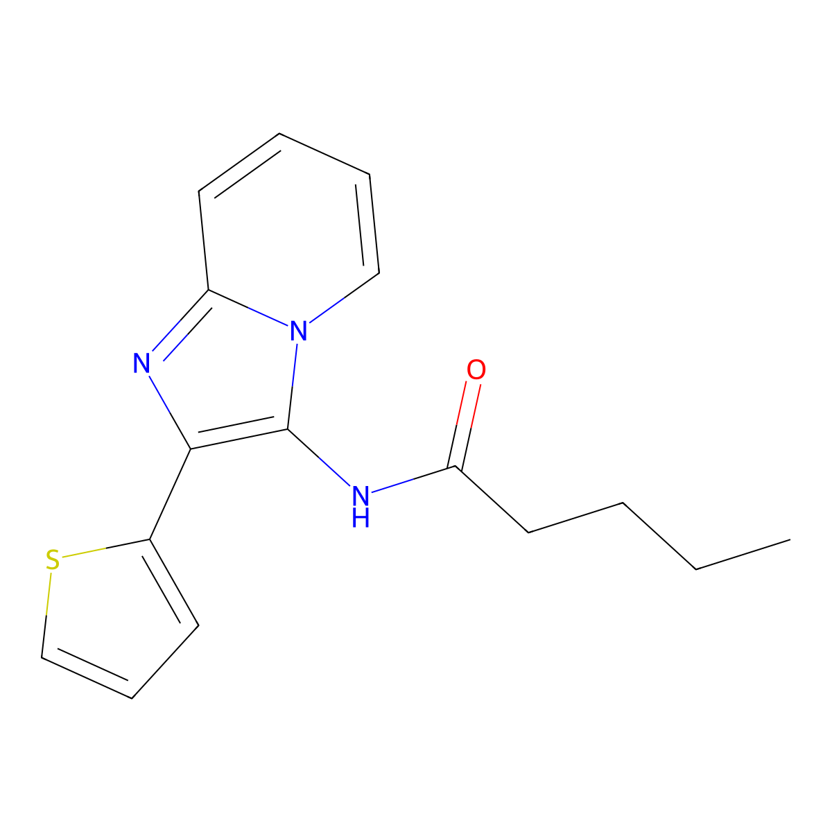 N-[2-(thiophen-2-yl)imidazo[1,2-a]pyridin-3-yl]pentanamide molecular structure, CAS 850930-27-7