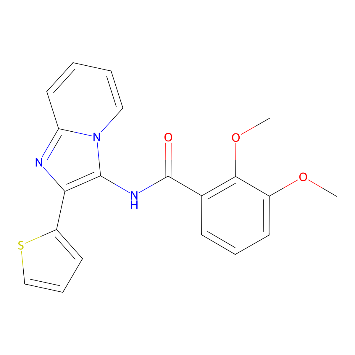 2,3-Dimethoxy-N-[2-(thiophen-2-YL)imidazo[1,2-A]pyridin-3-YL]benzamide molecular structure, CAS 850930-37-9