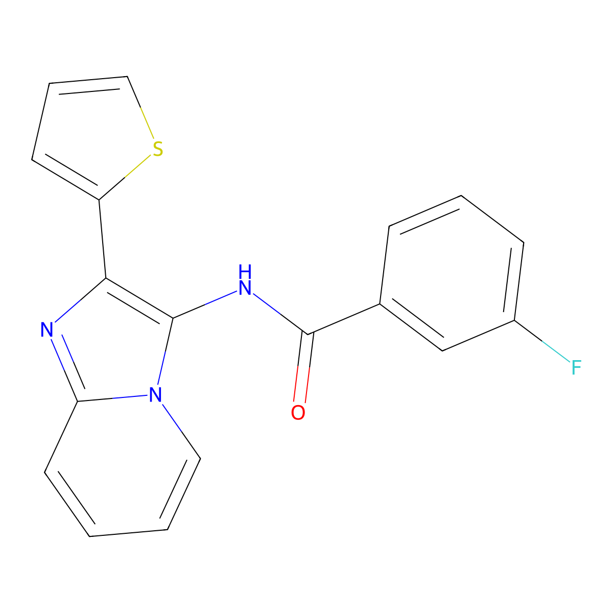 3-Fluoro-N-[2-(thiophen-2-YL)imidazo[1,2-A]pyridin-3-YL]benzamide molecular structure, CAS 850930-45-9