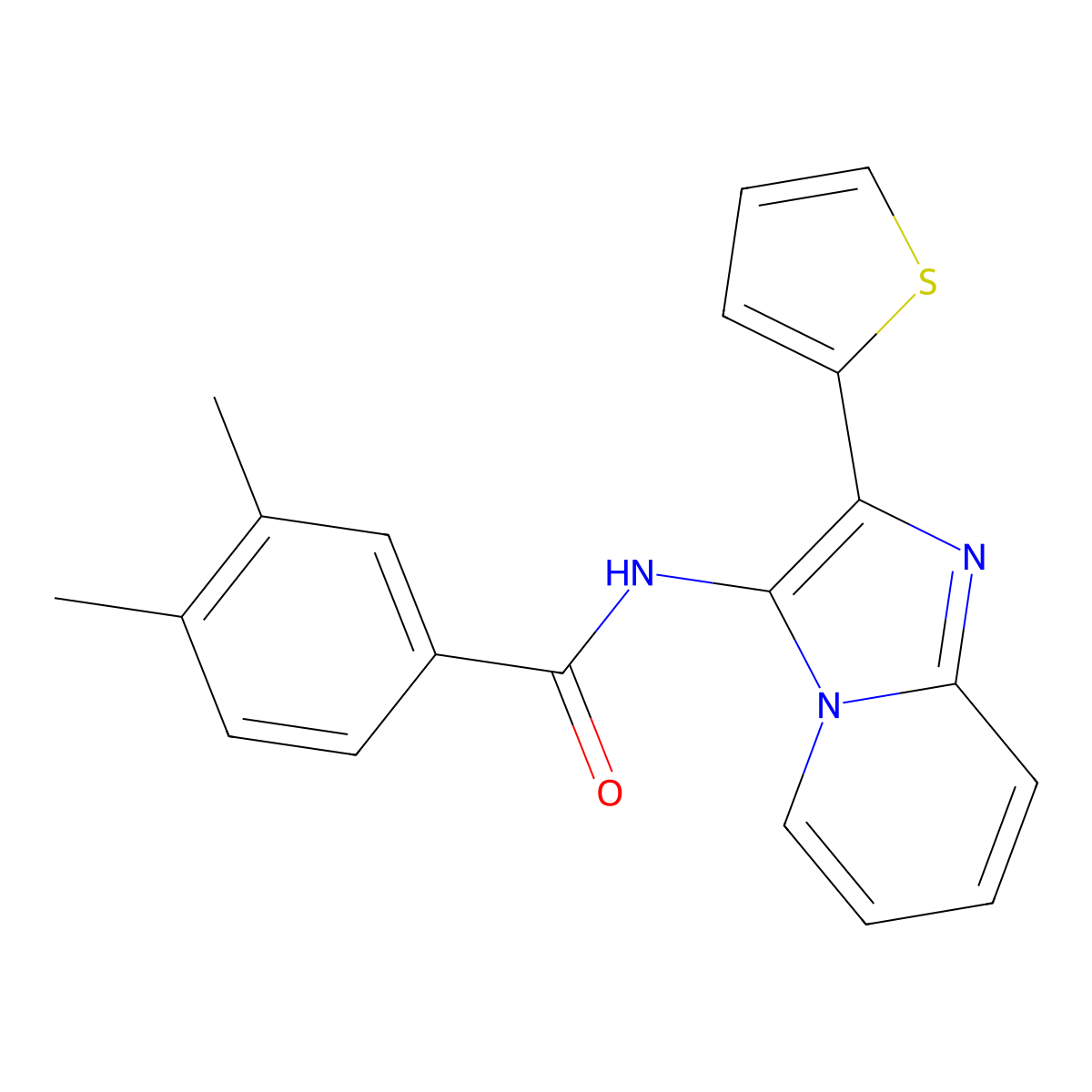 3,4-Dimethyl-N-[2-(thiophen-2-YL)imidazo[1,2-A]pyridin-3-YL]benzamide molecular structure, CAS 850930-48-2