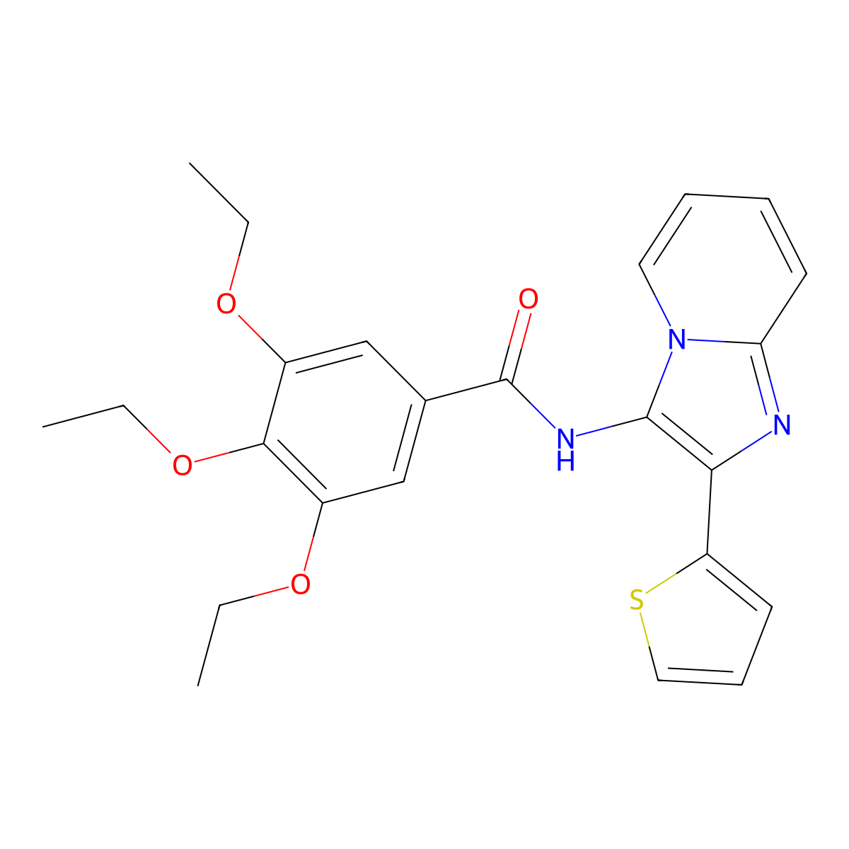 3,4,5-Triethoxy-N-[2-(thiophen-2-YL)imidazo[1,2-A]pyridin-3-YL]benzamide molecular structure, CAS 850930-50-6