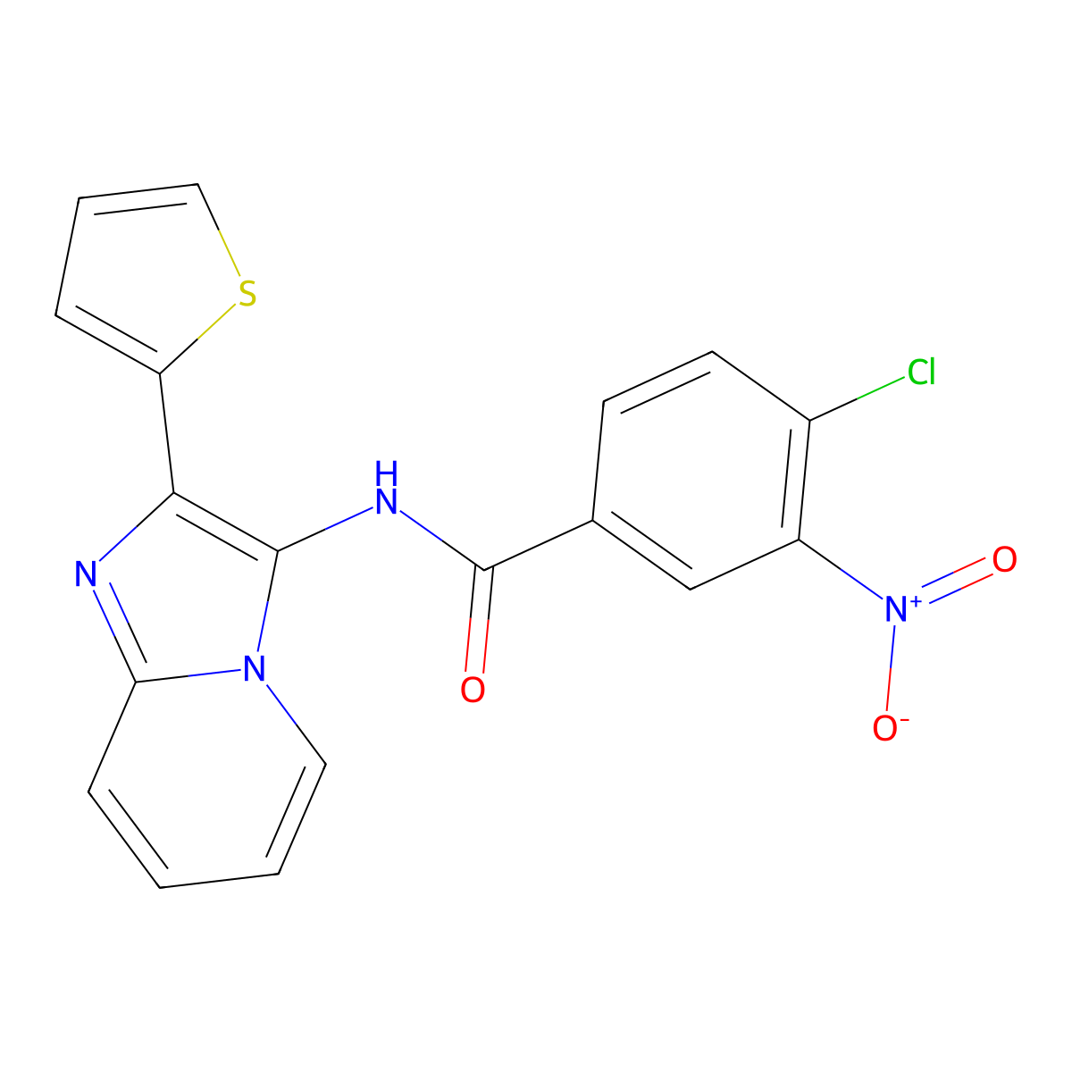 4-chloro-3-nitro-N-[2-(thiophen-2-yl)imidazo[1,2-a]pyridin-3-yl]benzamide molecular structure, CAS 850930-66-4