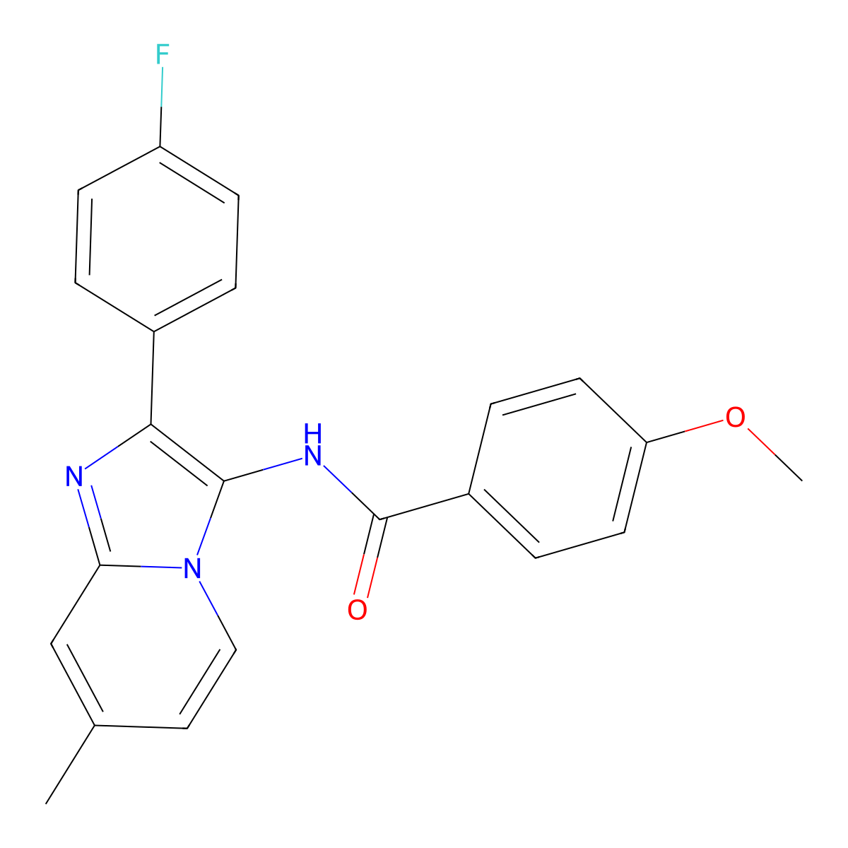 N-[2-(4-fluorophenyl)-7-methylimidazo[1,2-a]pyridin-3-yl]-4-methoxybenzamide molecular structure, CAS 850930-97-1