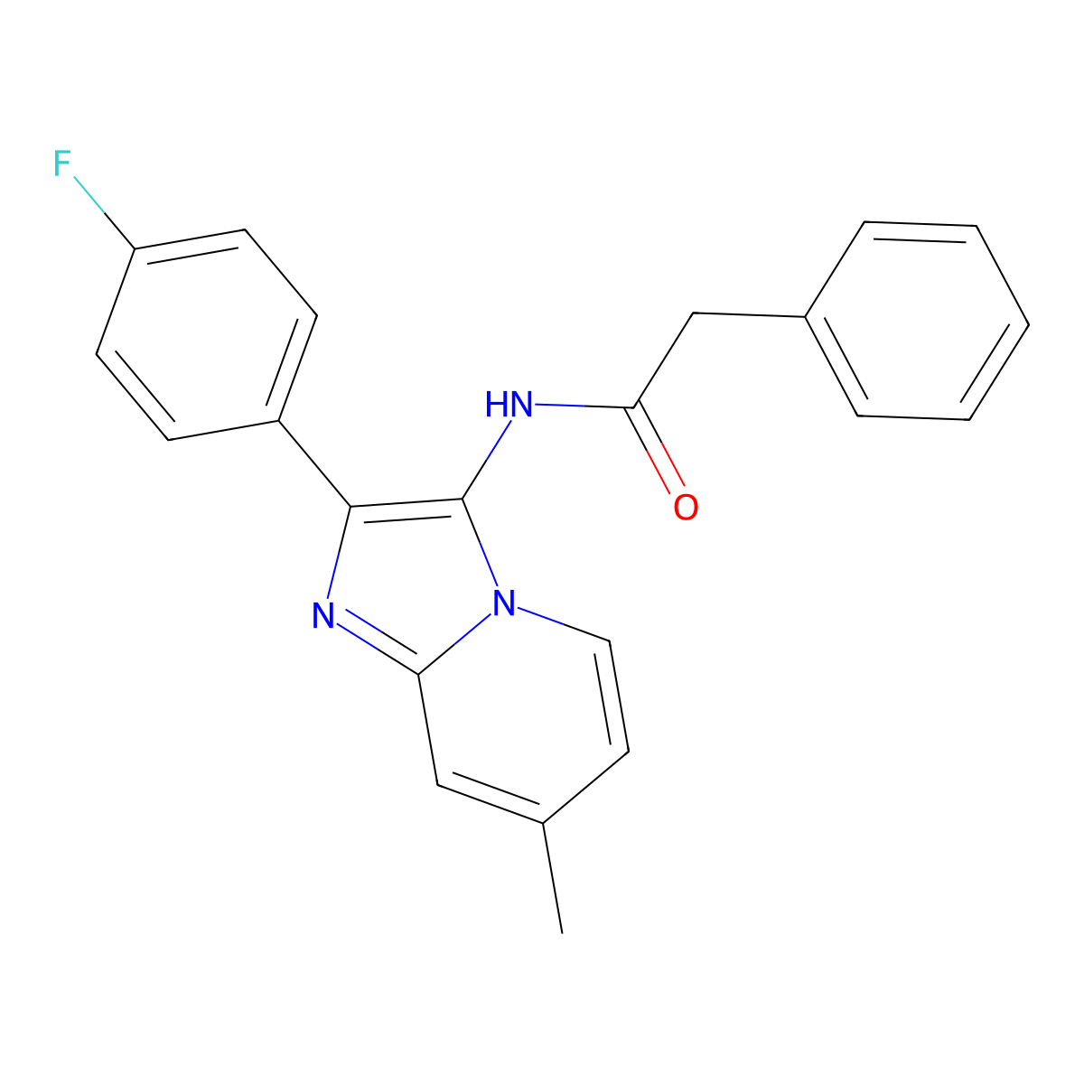 N-[2-(4-fluorophenyl)-7-methylimidazo[1,2-a]pyridin-3-yl]-2-phenylacetamide molecular structure, CAS 850930-99-3