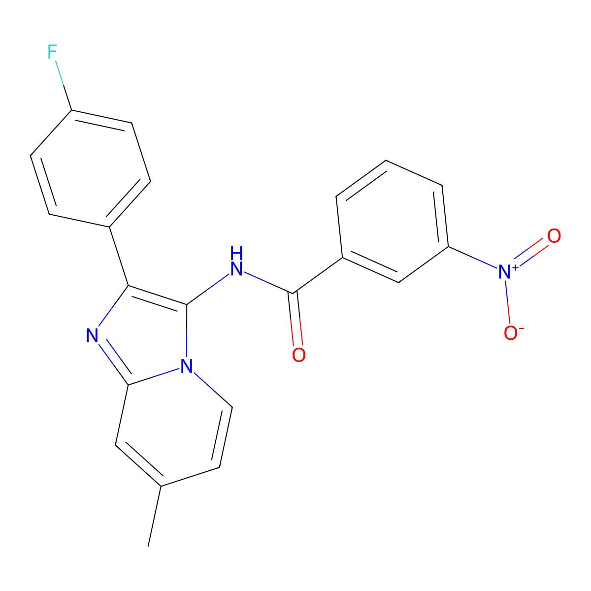 N-[2-(4-fluorophenyl)-7-methylimidazo[1,2-a]pyridin-3-yl]-3-nitrobenzamide molecular structure, CAS 850931-01-0