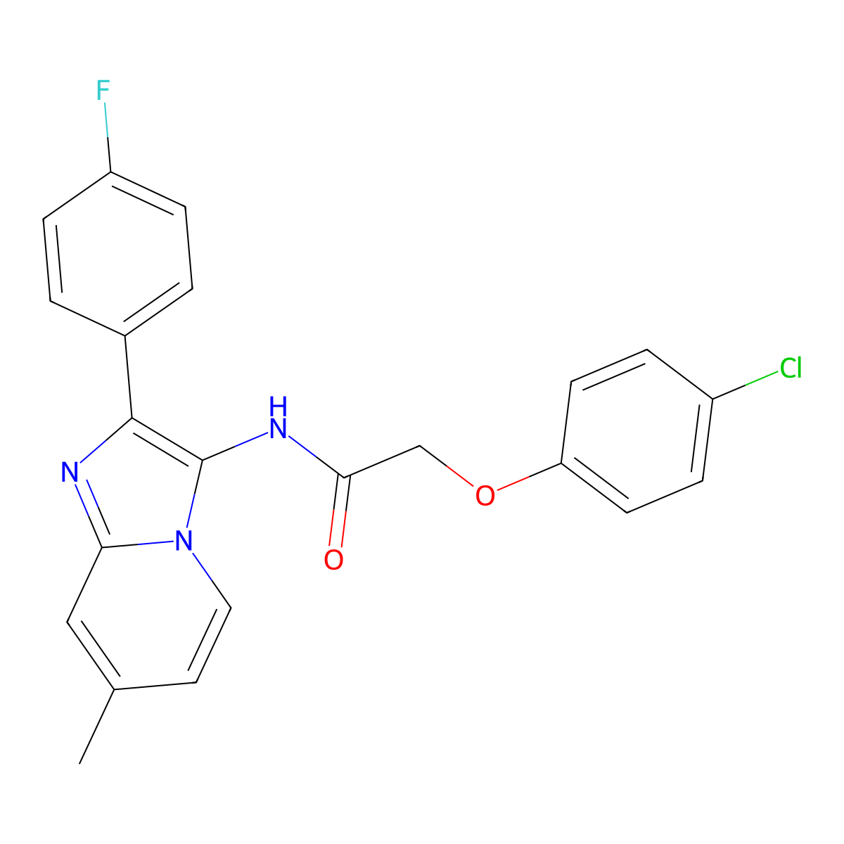 2-(4-chlorophenoxy)-N-[2-(4-fluorophenyl)-7-methylimidazo[1,2-a]pyridin-3-yl]acetamide molecular structure, CAS 850931-04-3