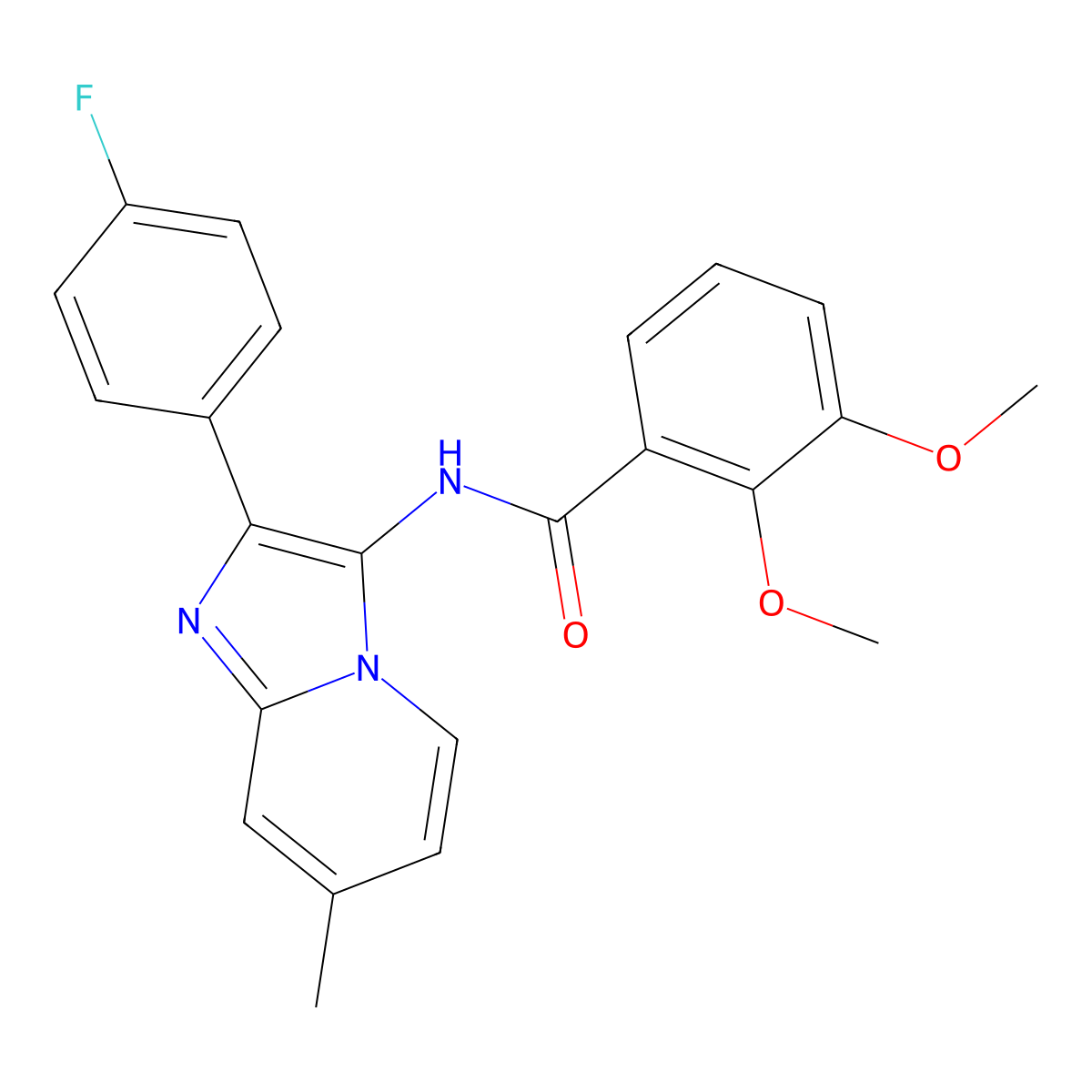 N-[2-(4-fluorophenyl)-7-methylimidazo[1,2-a]pyridin-3-yl]-2,3-dimethoxybenzamide molecular structure, CAS 850931-05-4