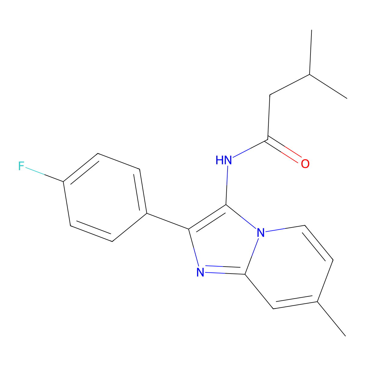 N-[2-(4-fluorophenyl)-7-methylimidazo[1,2-a]pyridin-3-yl]-3-methylbutanamide molecular structure, CAS 850931-11-2