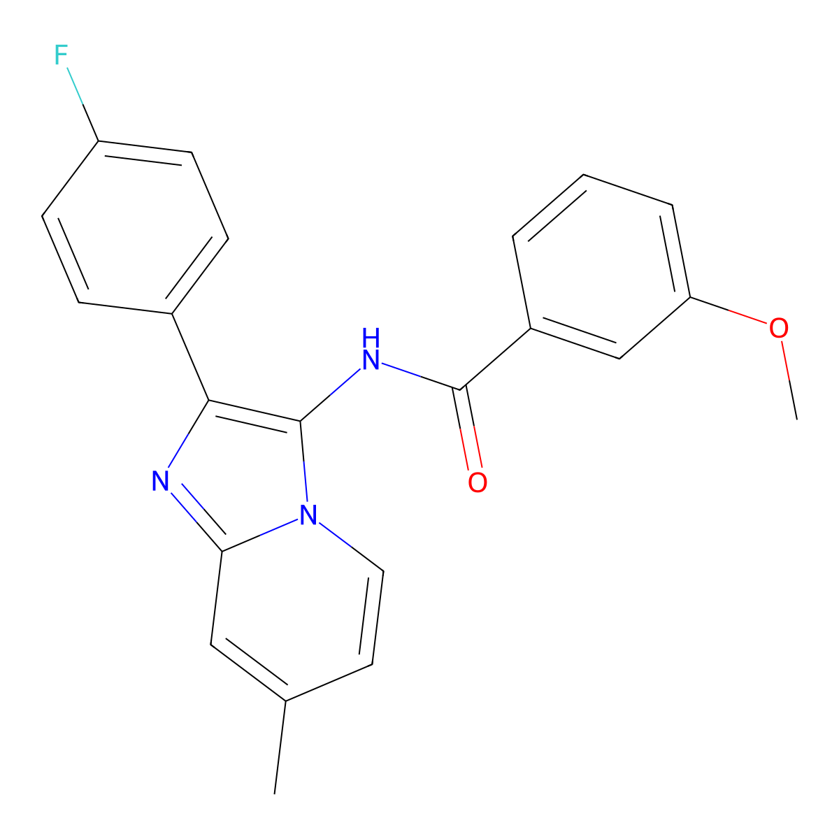 N-[2-(4-fluorophenyl)-7-methylimidazo[1,2-a]pyridin-3-yl]-3-methoxybenzamide molecular structure, CAS 850931-12-3