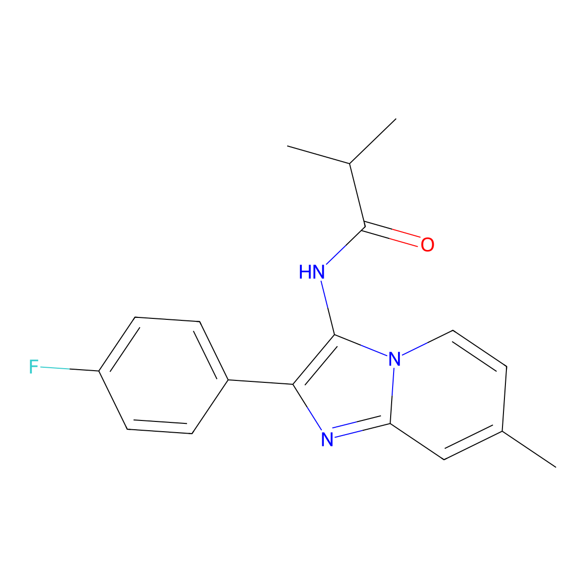 N-[2-(4-fluorophenyl)-7-methylimidazo[1,2-a]pyridin-3-yl]-2-methylpropanamide molecular structure, CAS 850931-17-8