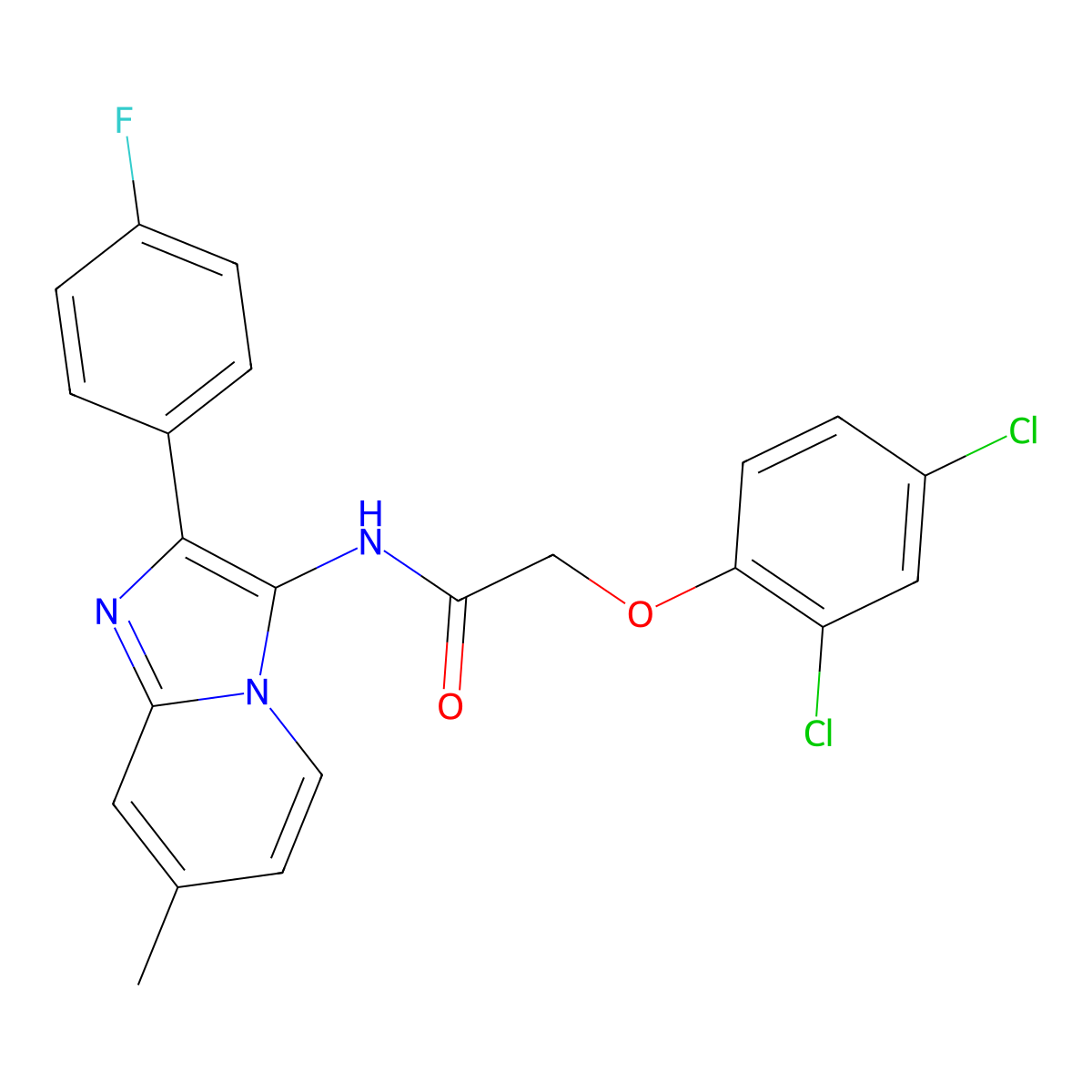 2-(2,4-dichlorophenoxy)-N-[2-(4-fluorophenyl)-7-methylimidazo[1,2-a]pyridin-3-yl]acetamide molecular structure, CAS 850931-23-6