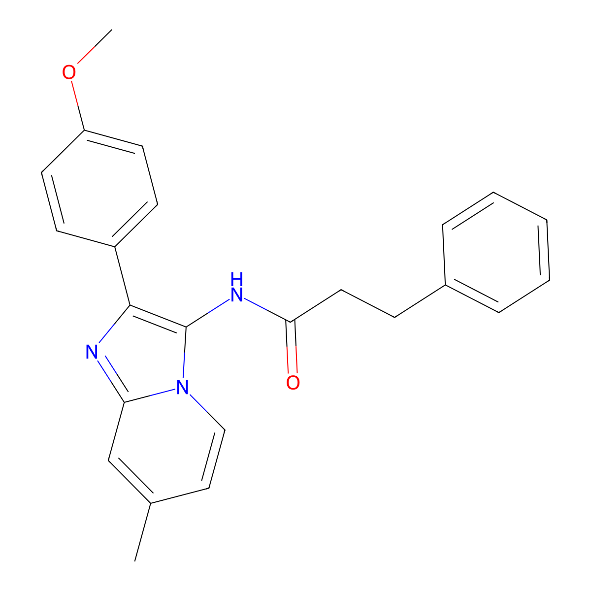 N-[2-(4-methoxyphenyl)-7-methylimidazo[1,2-a]pyridin-3-yl]-3-phenylpropanamide molecular structure, CAS 850931-43-0