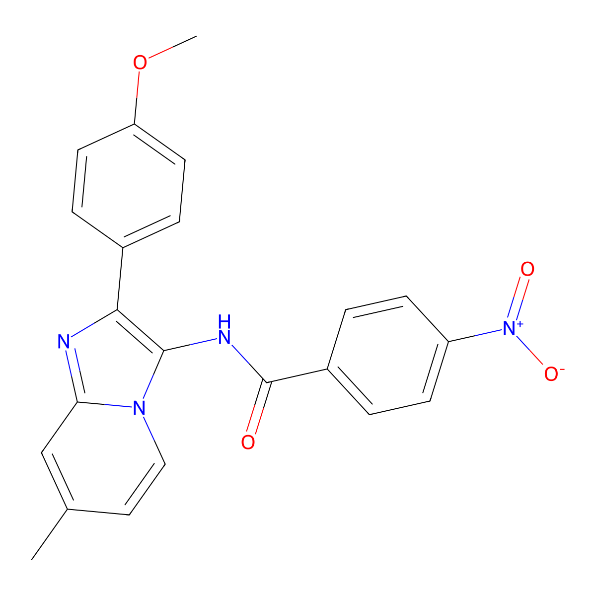 N-[2-(4-methoxyphenyl)-7-methylimidazo[1,2-a]pyridin-3-yl]-4-nitrobenzamide molecular structure, CAS 850931-49-6