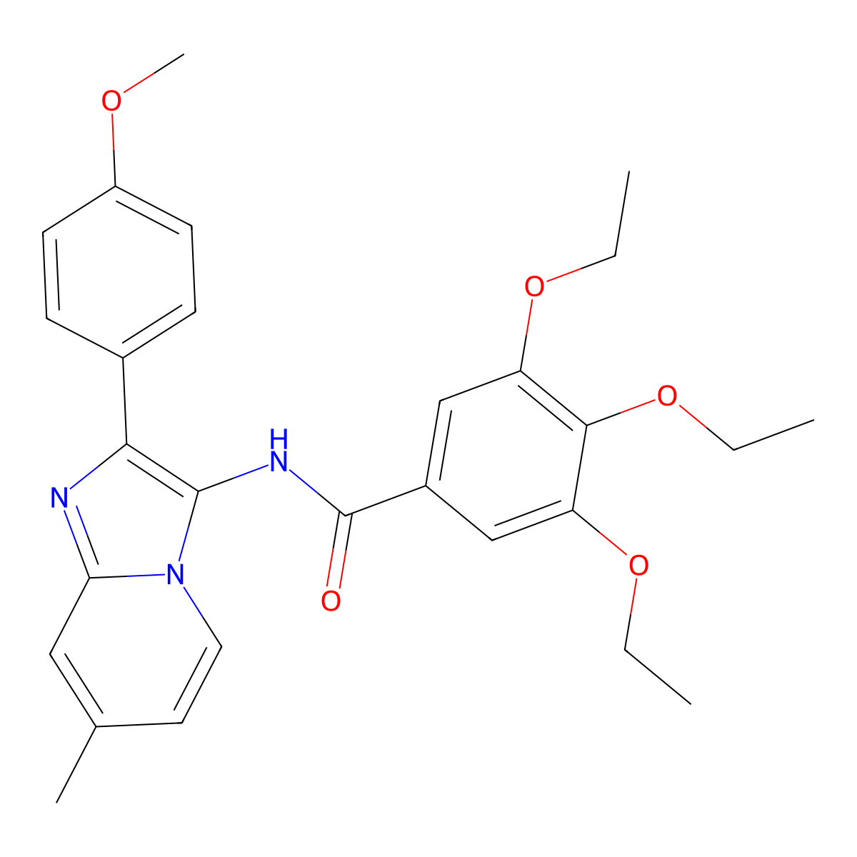 3,4,5-triethoxy-N-[2-(4-methoxyphenyl)-7-methylimidazo[1,2-a]pyridin-3-yl]benzamide molecular structure, CAS 850931-50-9