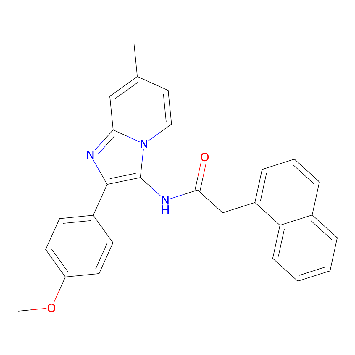 N-[2-(4-methoxyphenyl)-7-methylimidazo[1,2-a]pyridin-3-yl]-2-naphthalen-1-ylacetamide molecular structure, CAS 850931-52-1