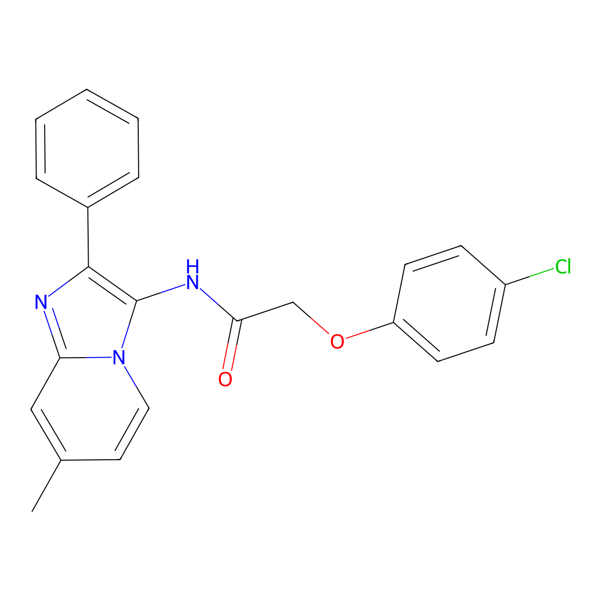 2-(4-chlorophenoxy)-N-(7-methyl-2-phenylimidazo[1,2-a]pyridin-3-yl)acetamide molecular structure, CAS 850931-95-2