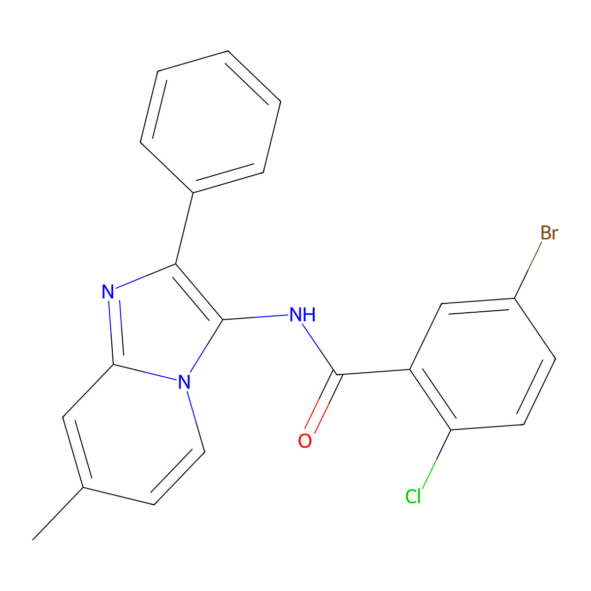 5-bromo-2-chloro-N-{7-methyl-2-phenylimidazo[1,2-a]pyridin-3-yl}benzamide molecular structure, CAS 850931-99-6