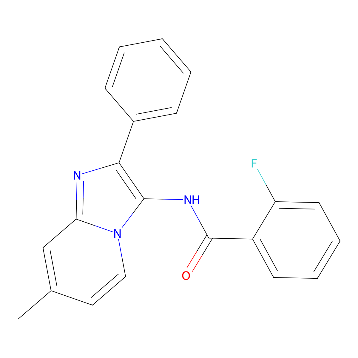 2-fluoro-N-(7-methyl-2-phenylimidazo[1,2-a]pyridin-3-yl)benzamide molecular structure, CAS 850932-00-2