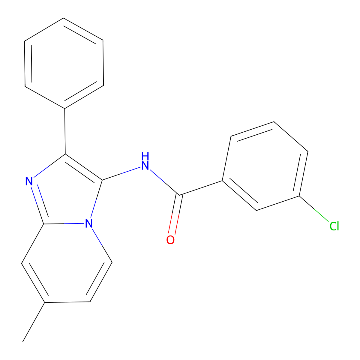 3-chloro-N-{7-methyl-2-phenylimidazo[1,2-a]pyridin-3-yl}benzamide molecular structure, CAS 850932-04-6