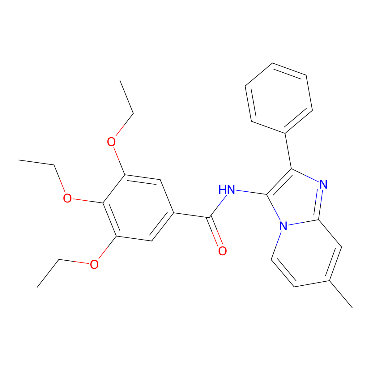3,4,5-triethoxy-N-(7-methyl-2-phenylimidazo[1,2-a]pyridin-3-yl)benzamide molecular structure, CAS 850932-06-8