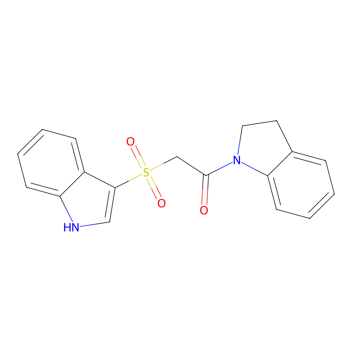 2-((1H-indol-3-yl)sulfonyl)-1-(indolin-1-yl)ethanone molecular structure, CAS 850932-24-0
