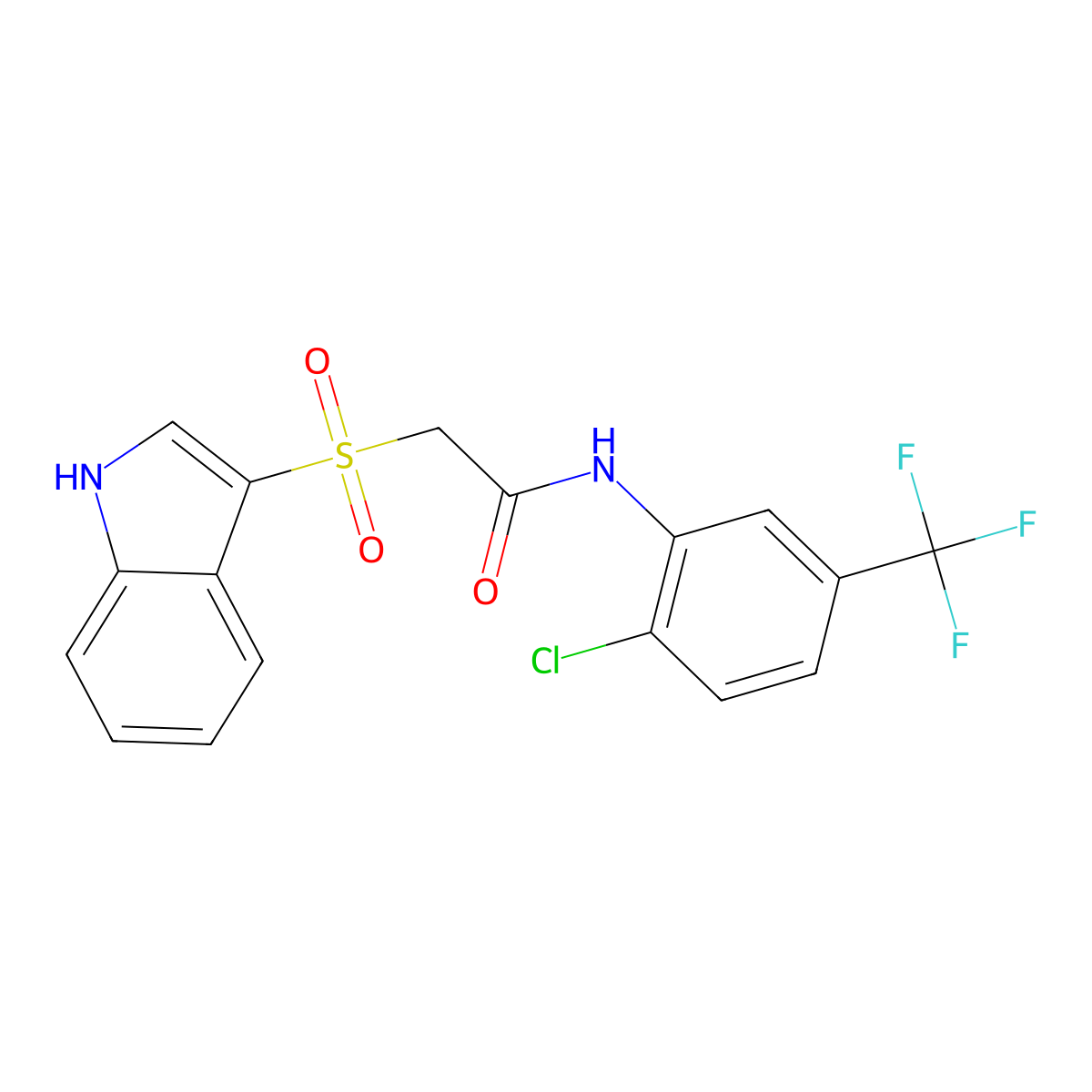N-[2-chloro-5-(trifluoromethyl)phenyl]-2-(1H-indol-3-ylsulfonyl)acetamide molecular structure, CAS 850932-27-3