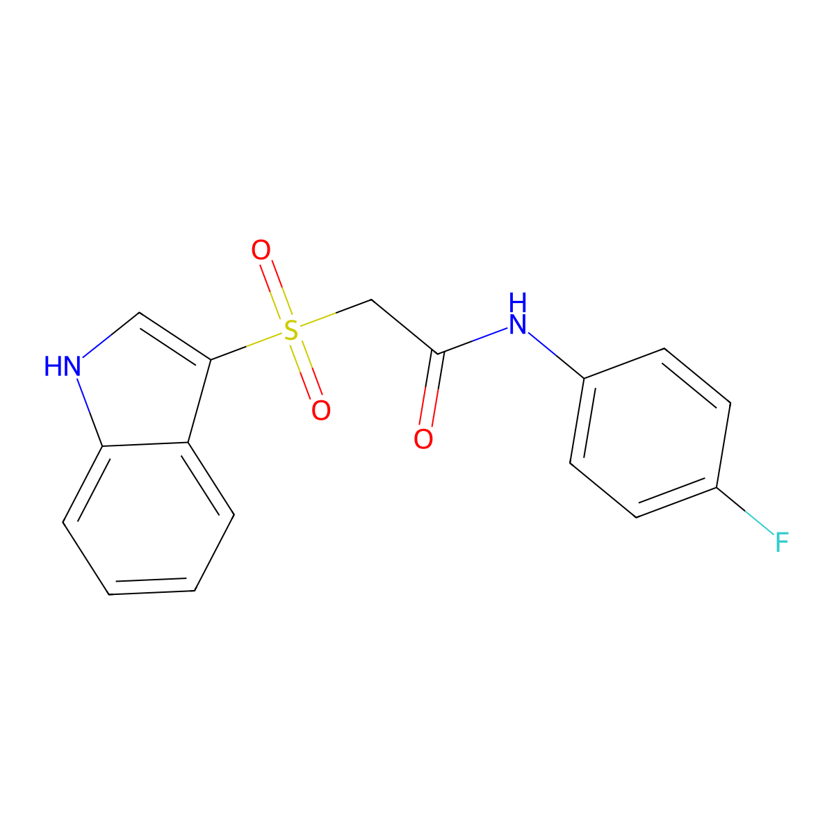 2-((1H-indol-3-yl)sulfonyl)-N-(4-fluorophenyl)acetamide molecular structure, CAS 850932-30-8