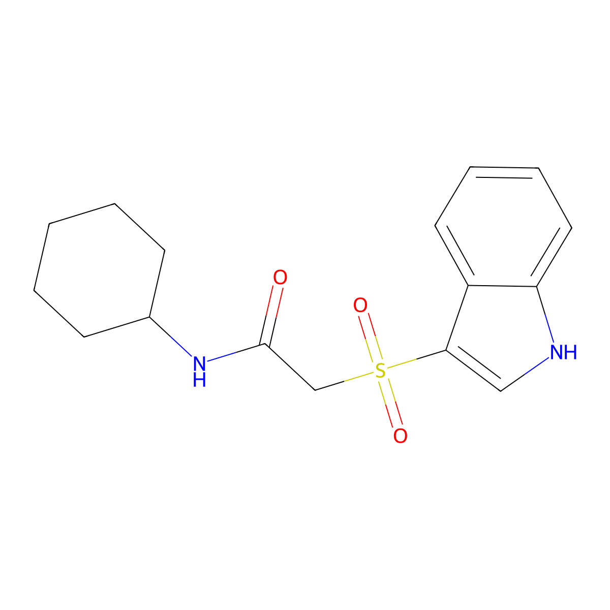 N-cyclohexyl-2-(1H-indol-3-ylsulfonyl)acetamide molecular structure, CAS 850932-34-2