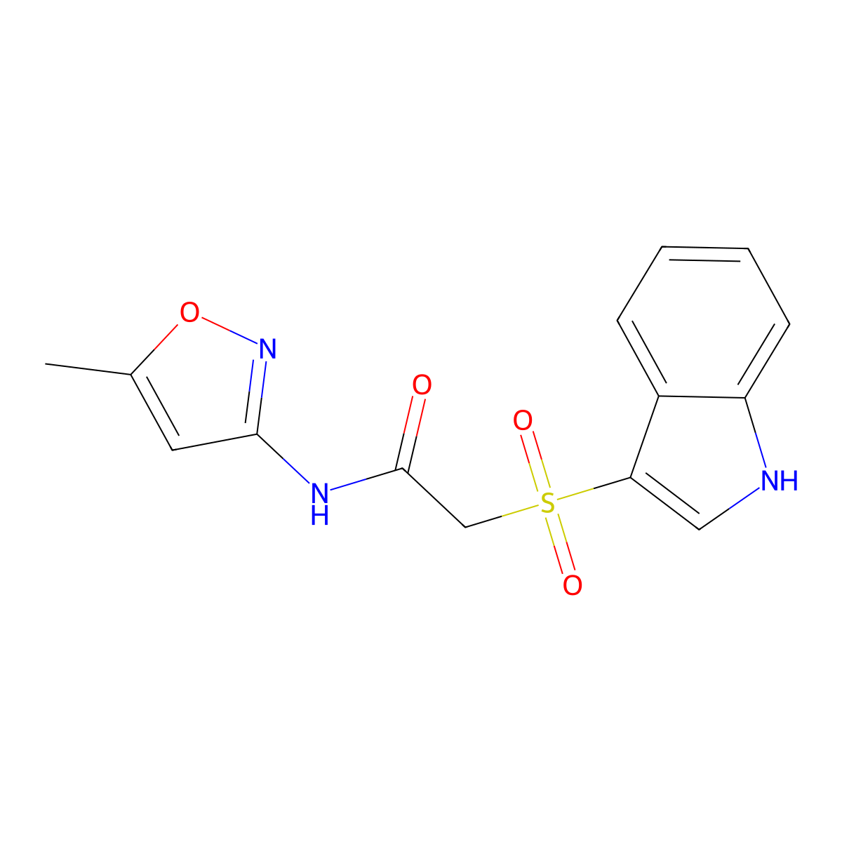 N-(5-Methylisoxazole-3-yl)-(1H-indole-3-yl)sulfonylacetamide molecular structure, CAS 850932-37-5
