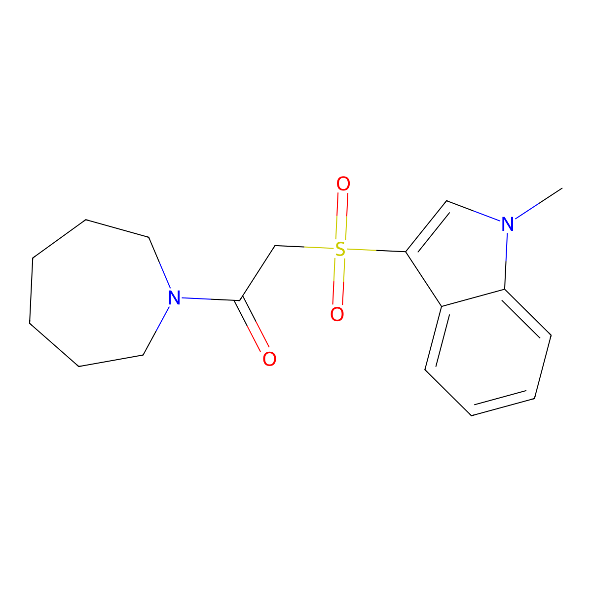 1-(azepan-1-yl)-2-((1-methyl-1H-indol-3-yl)sulfonyl)ethanone molecular structure, CAS 850932-40-0