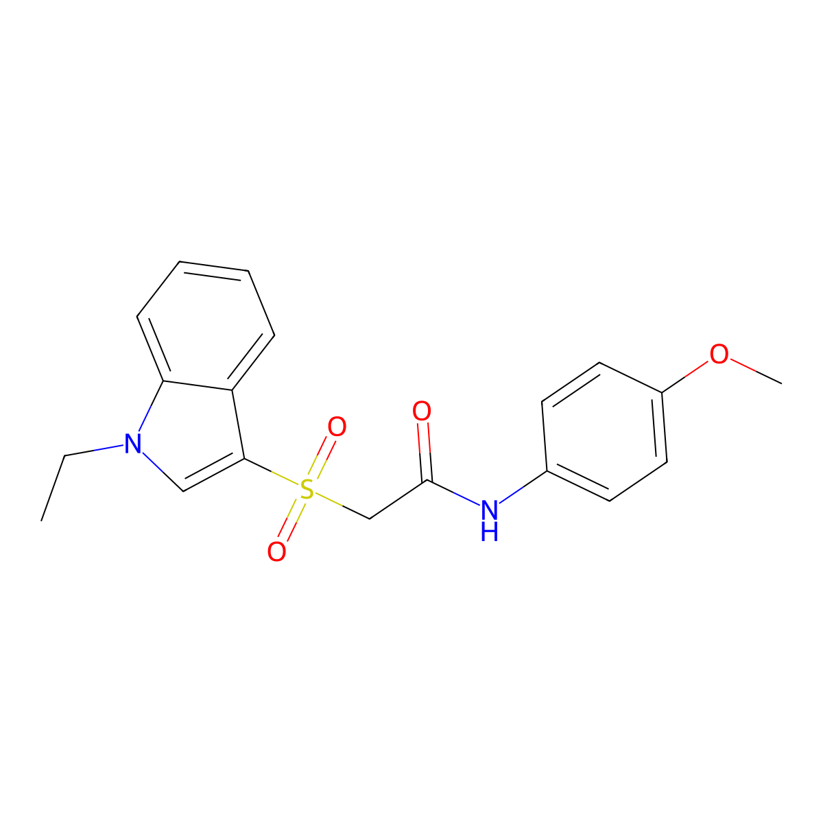 2-(1-ethylindol-3-yl)sulfonyl-N-(4-methoxyphenyl)acetamide molecular structure, CAS 850932-46-6