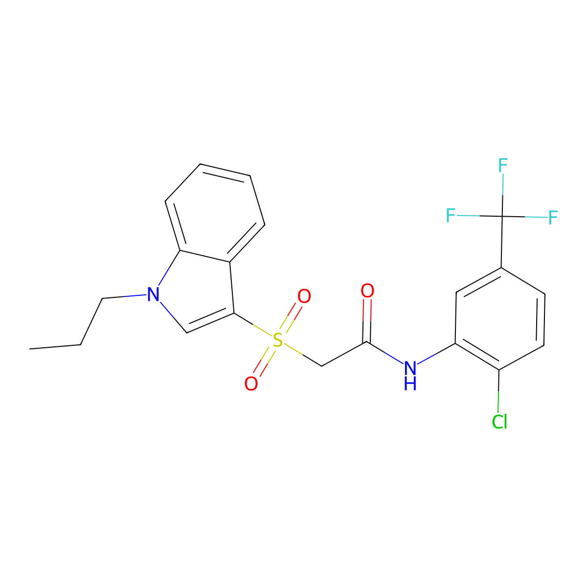 N-[2-chloro-5-(trifluoromethyl)phenyl]-2-[(1-propyl-1H-indol-3-yl)sulfonyl]acetamide molecular structure, CAS 850932-49-9