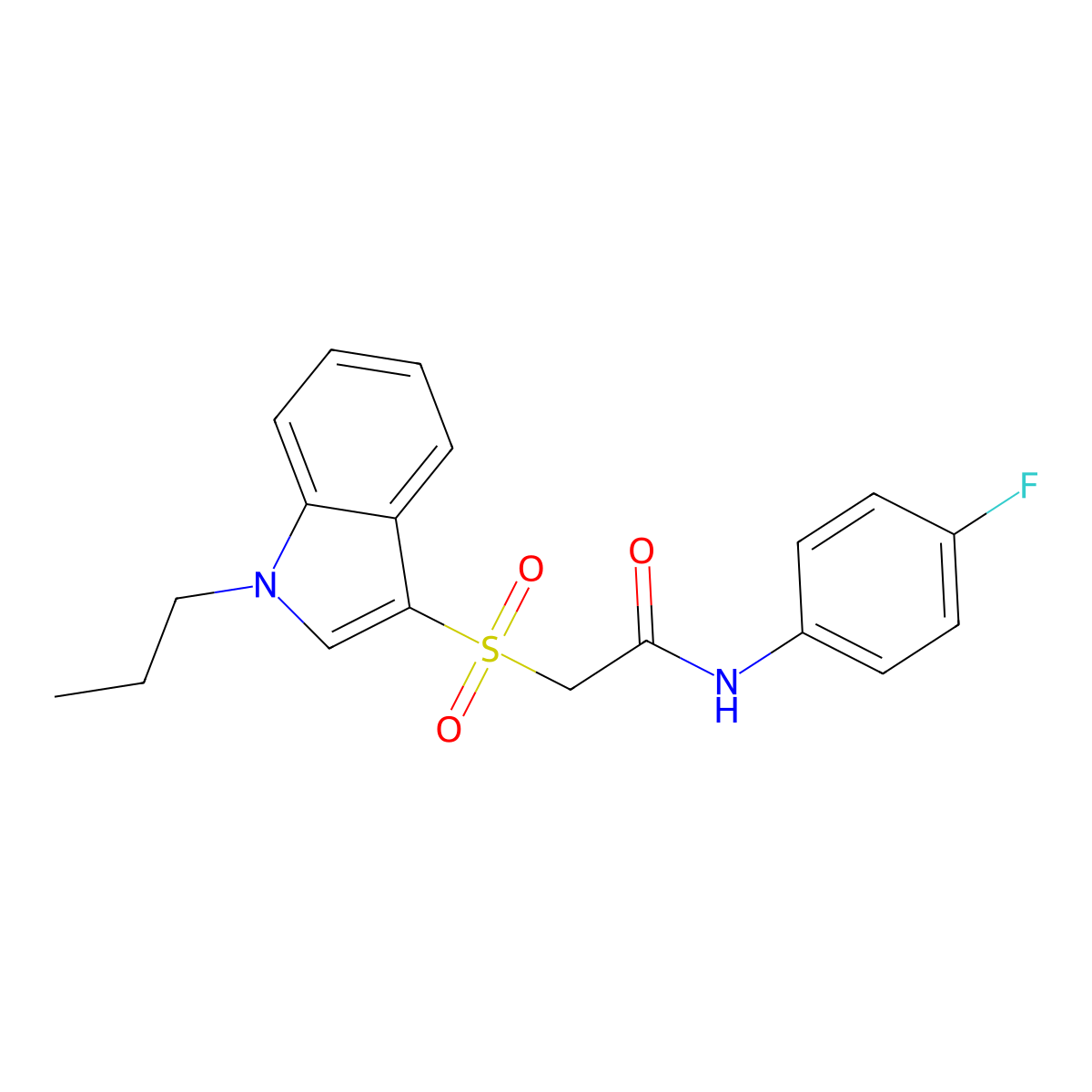 N-(4-fluorophenyl)-2-((1-propyl-1H-indol-3-yl)sulfonyl)acetamide molecular structure, CAS 850932-53-5