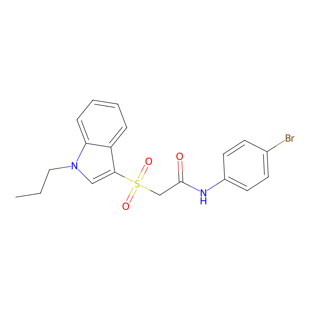 N-(4-bromophenyl)-2-((1-propyl-1H-indol-3-yl)sulfonyl)acetamide molecular structure, CAS 850932-54-6