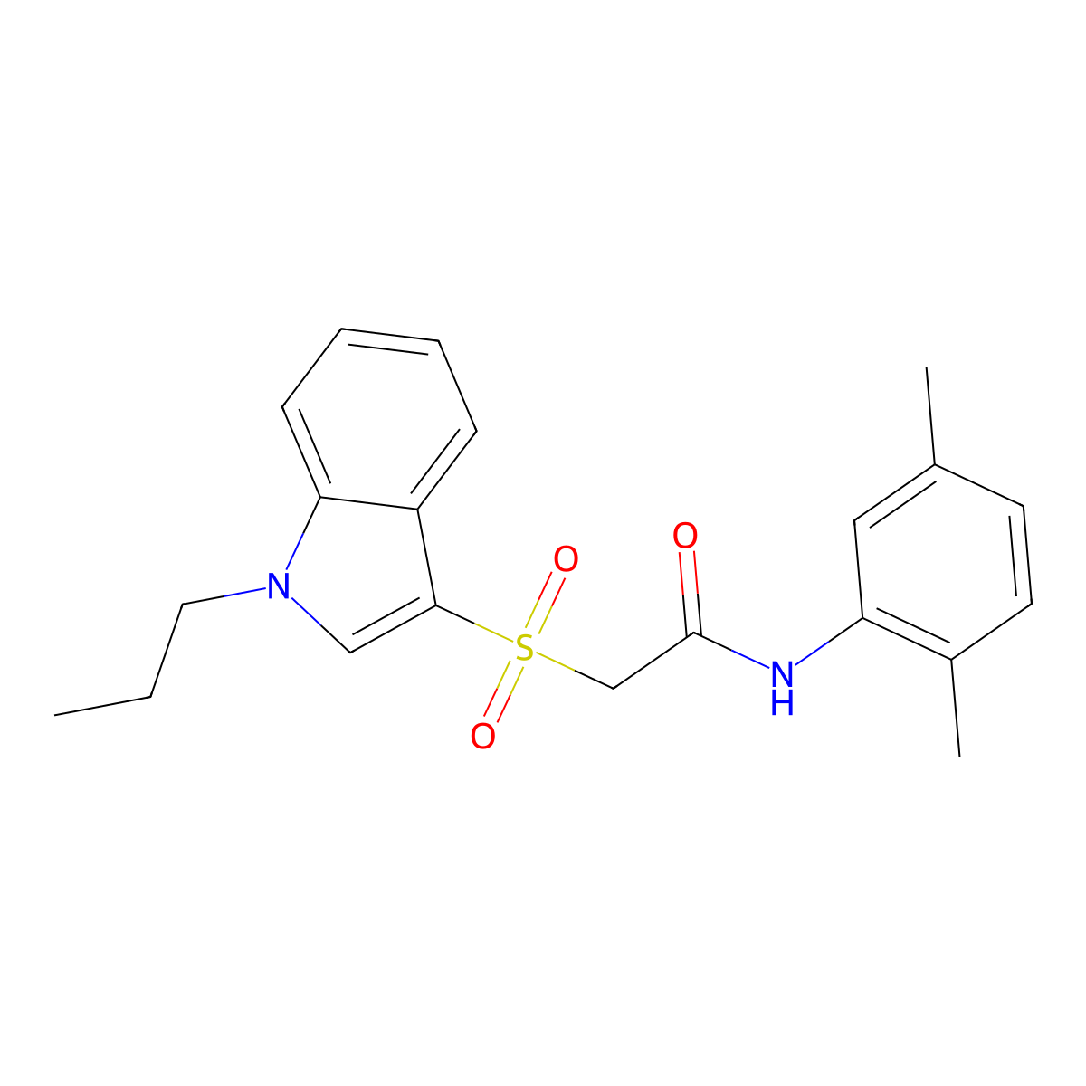 N-(2,5-dimethylphenyl)-2-((1-propyl-1H-indol-3-yl)sulfonyl)acetamide molecular structure, CAS 850932-59-1