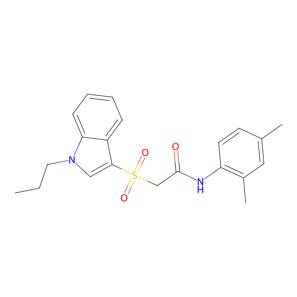 N-(2,4-dimethylphenyl)-2-((1-propyl-1H-indol-3-yl)sulfonyl)acetamide molecular structure, CAS 850932-60-4