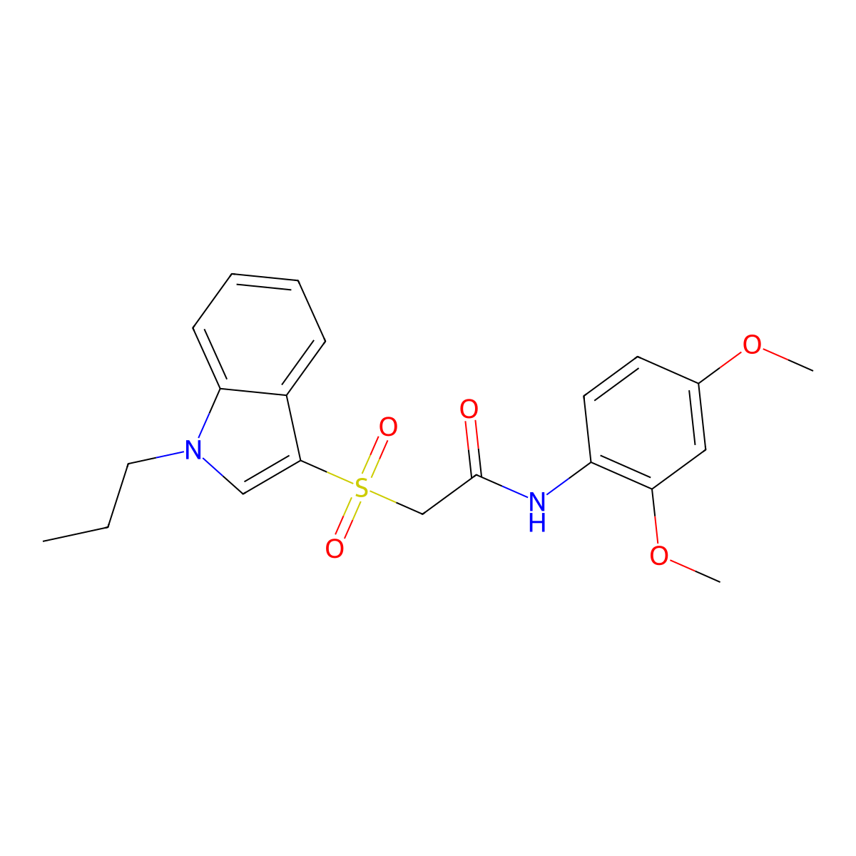 N-(2,4-dimethoxyphenyl)-2-(1-propylindol-3-yl)sulfonylacetamide molecular structure, CAS 850932-61-5
