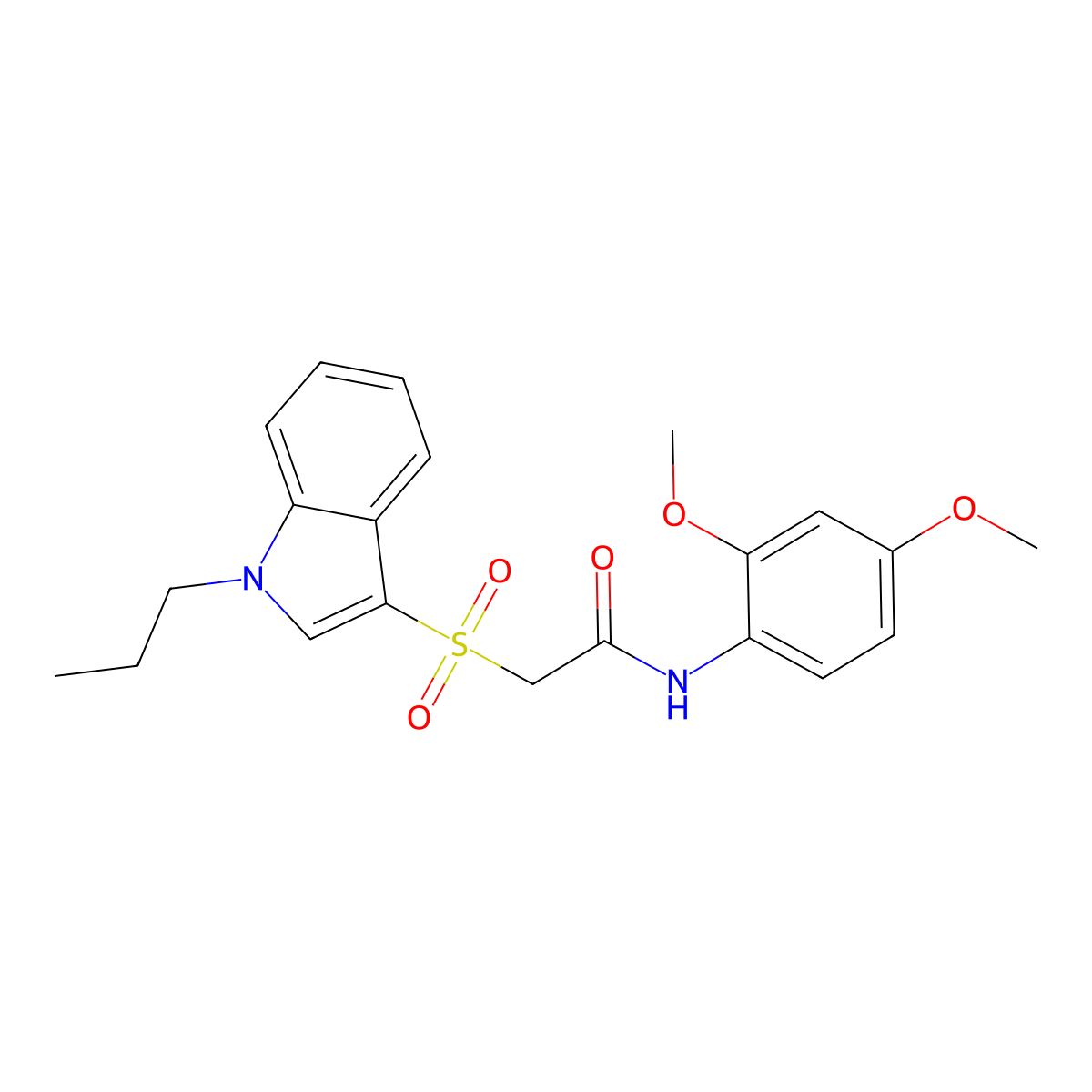 N-(2,4-dimethoxyphenyl)-2-(1-propylindol-3-yl)sulfonylacetamide molecular structure, CAS 850932-61-5