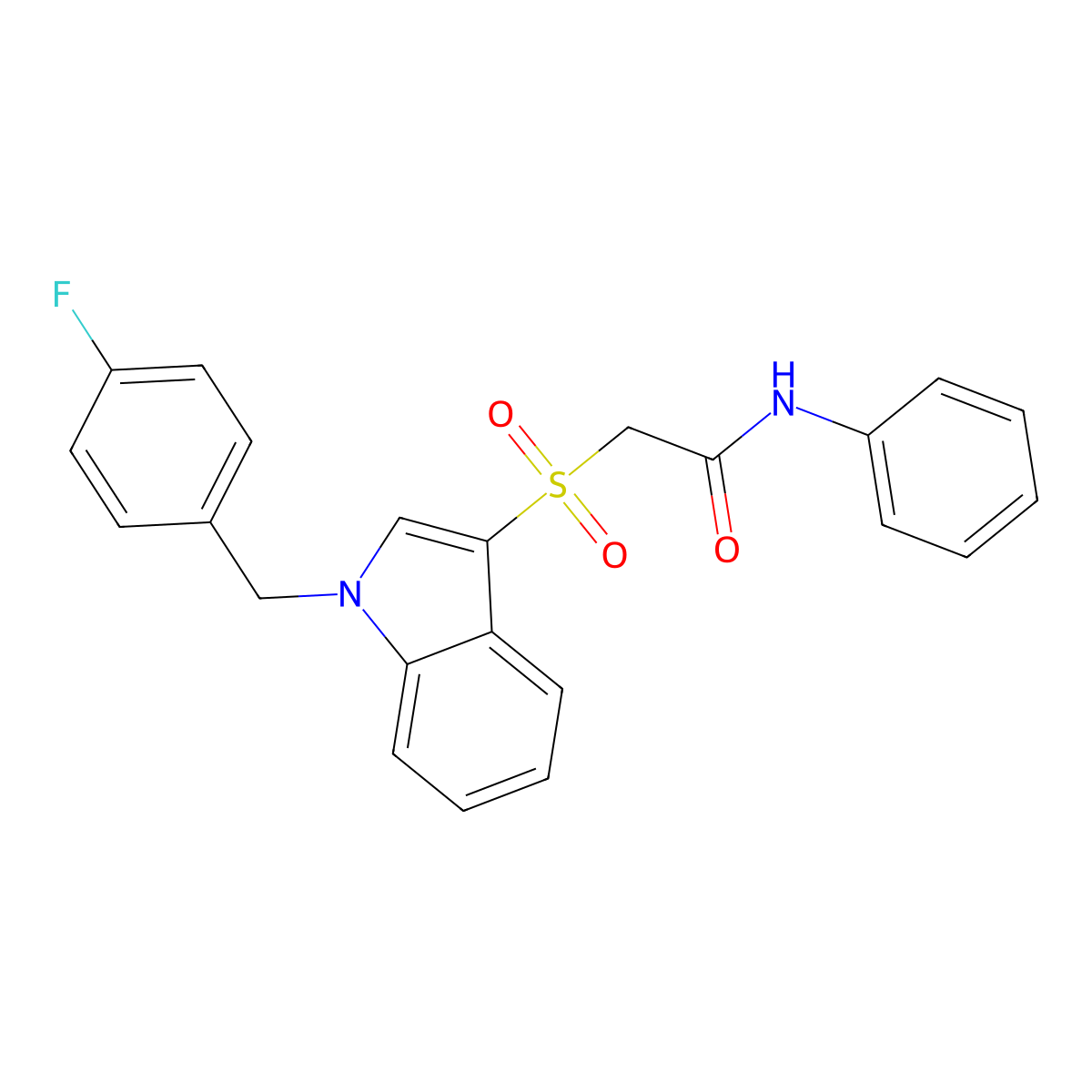 2-[1-[(4-fluorophenyl)methyl]indol-3-yl]sulfonyl-N-phenylacetamide molecular structure, CAS 850932-67-1