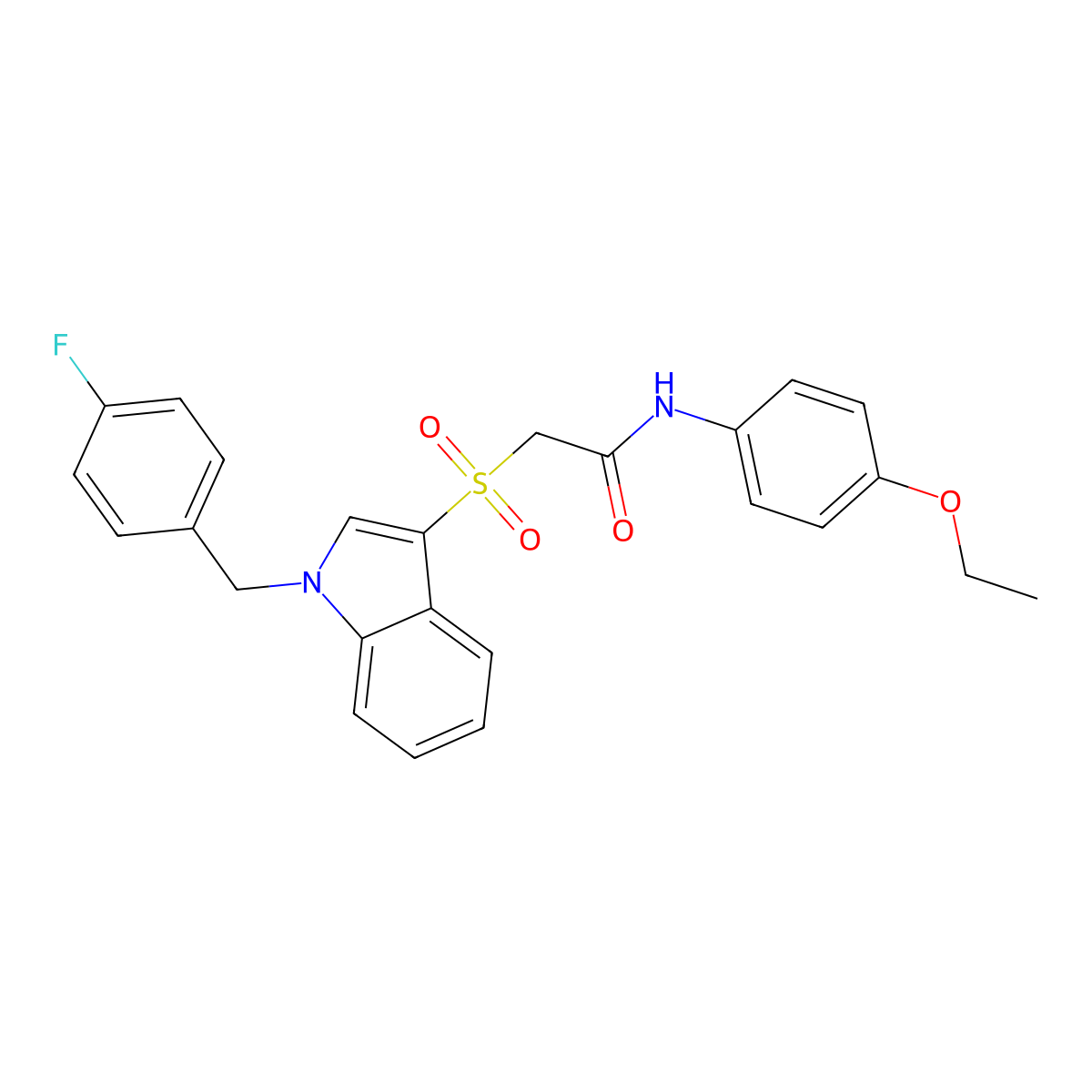 N-(4-ethoxyphenyl)-2-((1-(4-fluorobenzyl)-1H-indol-3-yl)sulfonyl)acetamide molecular structure, CAS 850932-70-6