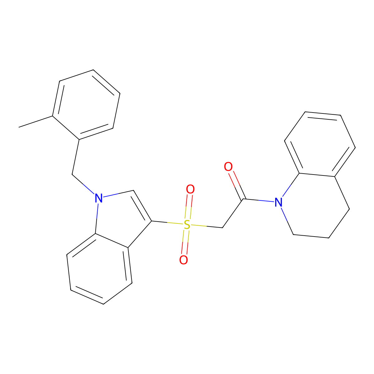 1-(3,4-dihydroquinolin-1(2H)-yl)-2-((1-(2-methylbenzyl)-1H-indol-3-yl)sulfonyl)ethanone molecular structure, CAS 850932-76-2