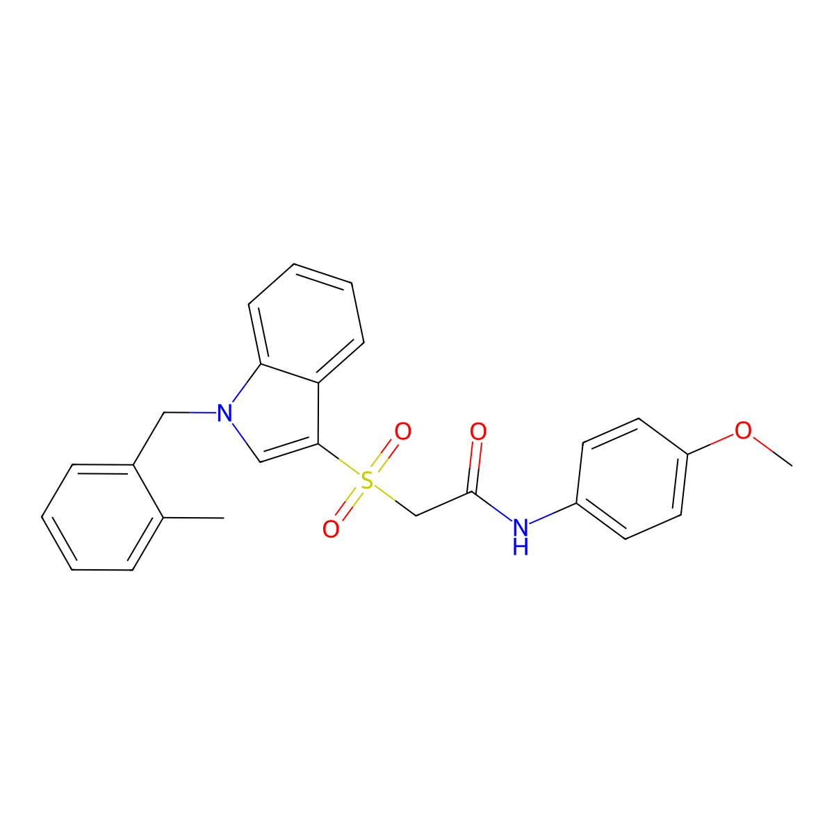 N-(4-methoxyphenyl)-2-((1-(2-methylbenzyl)-1H-indol-3-yl)sulfonyl)acetamide molecular structure, CAS 850932-80-8