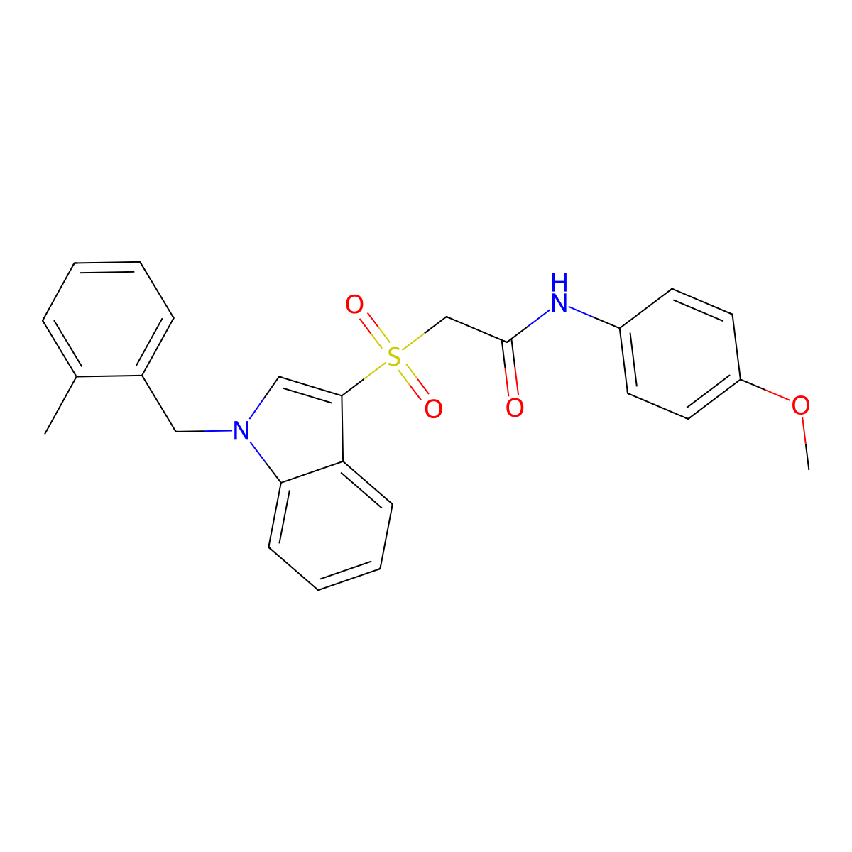 N-(4-methoxyphenyl)-2-((1-(2-methylbenzyl)-1H-indol-3-yl)sulfonyl)acetamide molecular structure, CAS 850932-80-8