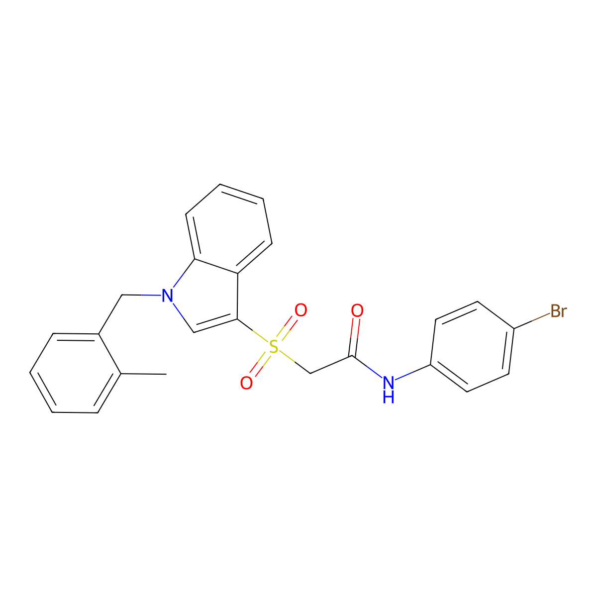 N-(4-bromophenyl)-2-((1-(2-methylbenzyl)-1H-indol-3-yl)sulfonyl)acetamide molecular structure, CAS 850932-82-0