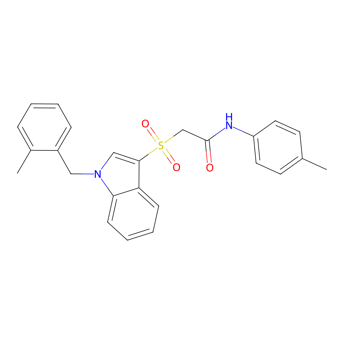 2-((1-(2-methylbenzyl)-1H-indol-3-yl)sulfonyl)-N-(p-tolyl)acetamide molecular structure, CAS 850932-83-1